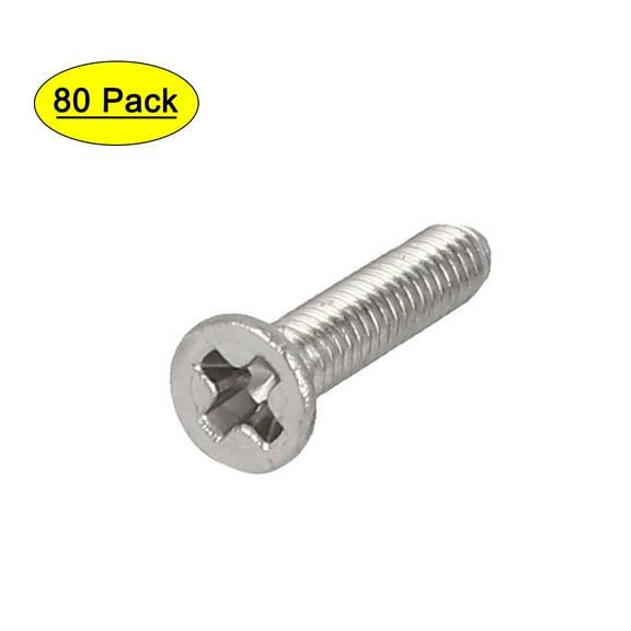 80 Pcs M2x10mm 316 Stainless Steel Flat Head  Machine Screws Fasteners