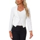 thumbnail image 1 of Blazer de oficina para mujeres sin cuello, chaqueta de traje casual de negocios, blazer corto en color crema blanco, 1 of 6