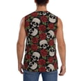 thumbnail image 4 of Fotbe Men's Red Rose Skull Print Men's Sleeveless Muscle Tank Tops Casual T-Shirts for Gym Workout Beach-Small, 4 of 8