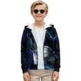 thumbnail image 4 of Uourmeti Galaxy Stars Wolf Design Kids Casual Pullover Hoodie Long Sleeve Soft with Pockets Lightweight Comfy Top Boys Size 8-10, 4 of 7