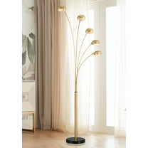 Possini Euro Design Infini Mid Century Modern 78" Tall Standing Floor Lamp Arc 5-Light Adjustable Gold Marble Brushed Brass Finish