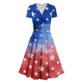 thumbnail image 4 of Women's 4th of July Patriotic Dress, Women Sexy Short Sleeve Maxi Dress, Independence Day American Flag Printed Elegant Design, Bohemian Silhouette for Summer Activities,Red 2XL, 4 of 5