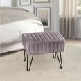 thumbnail image 5 of Home Soft Things Super Soft Faux-Fur Upholstered Stool Ottoman, Charcoal, 19"x13"x17", 5 of 6