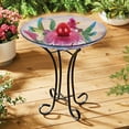 thumbnail image 1 of SOLAR ORB FLORAL GLASS HUMMINGBIRD BIRD BATH WITH STAND, 1 of 4