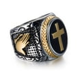 thumbnail image 5 of JAJAFOOK Jewelry Black & Silver Stainless Steel Christian Holy Cross Ring For Men's Rings rose gold 8, 5 of 6