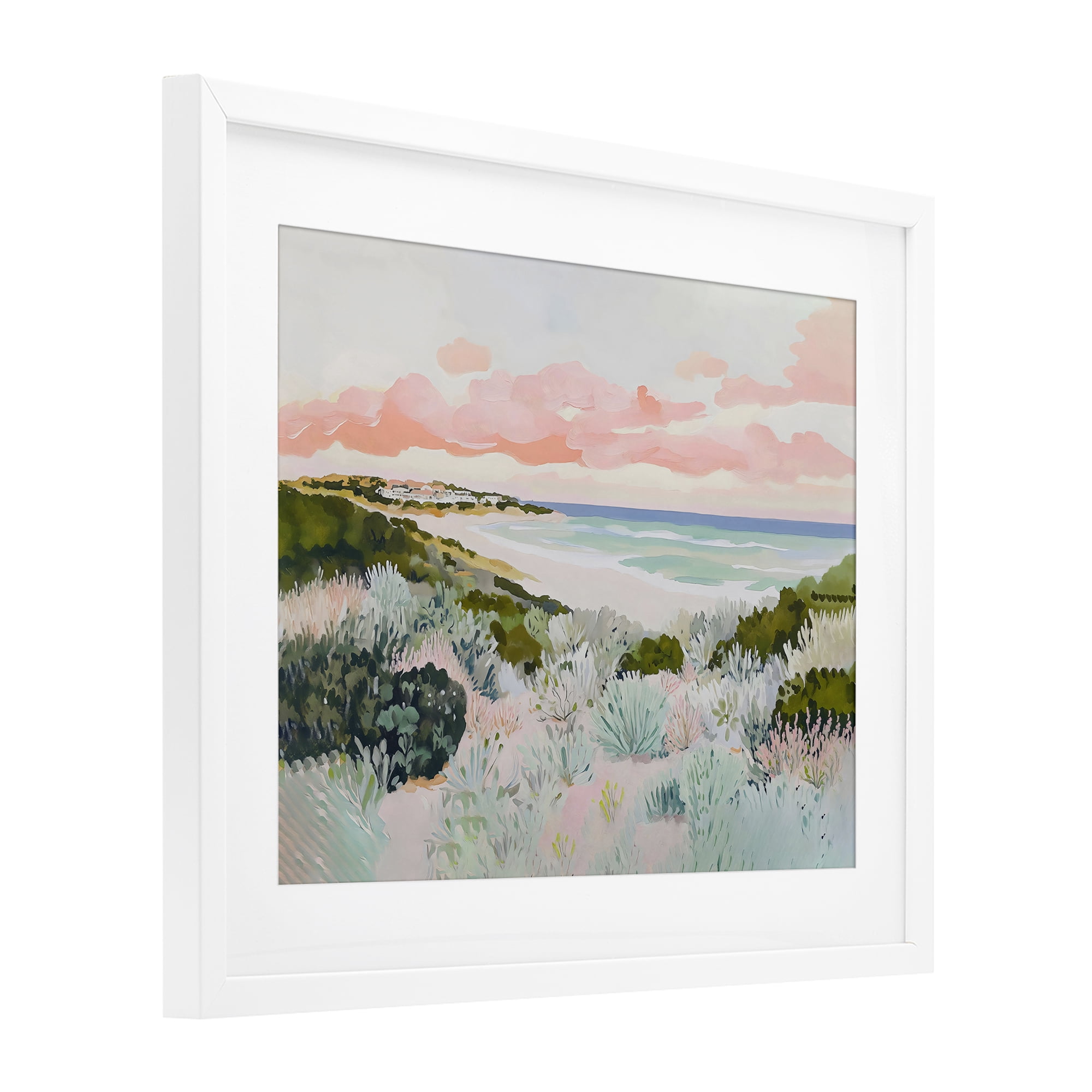 Stupell Industries Beach Grasses & Pastel Skies White Framed Print Under Glass, design by The Prints Vibe