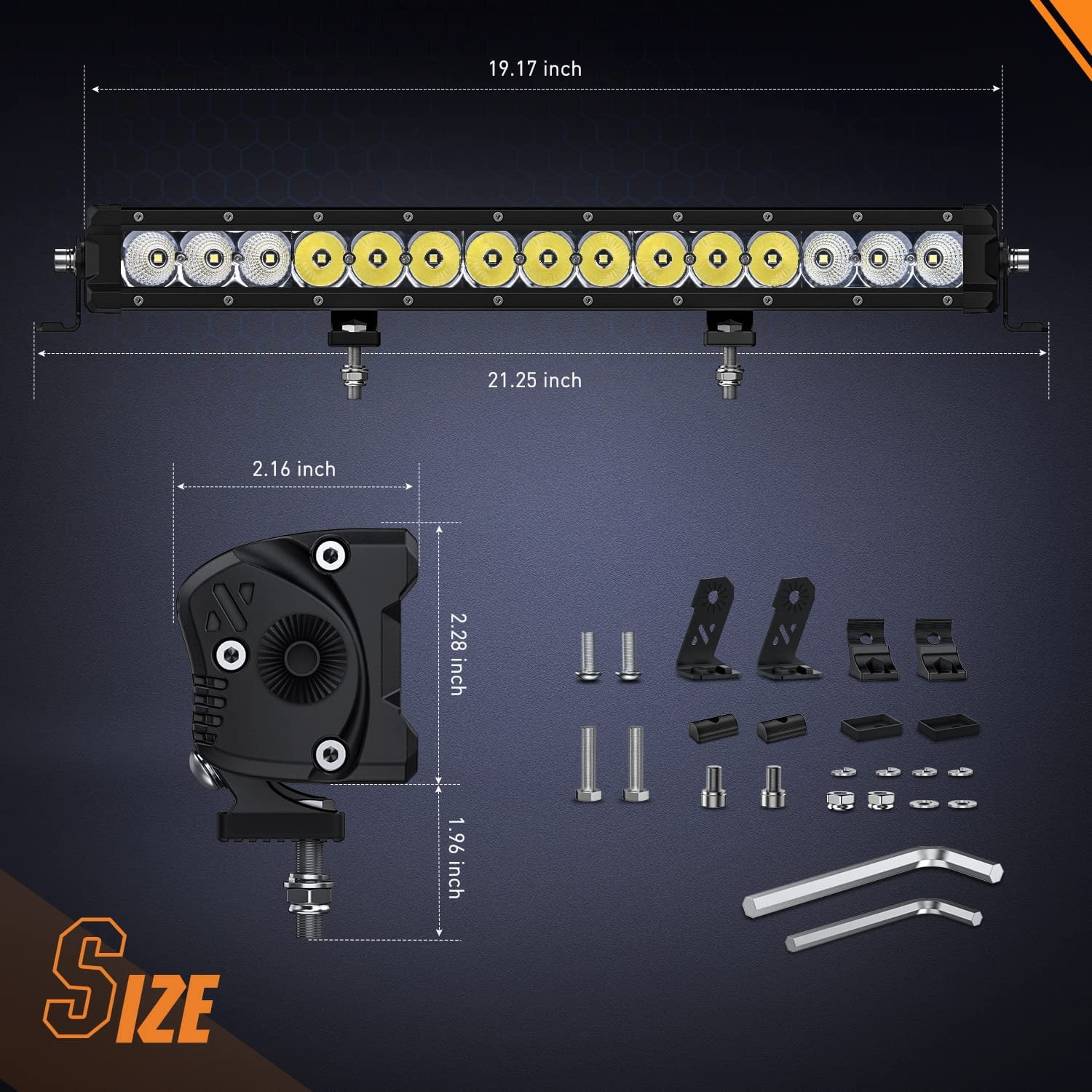 20 Inch Single Row LED Light Bar 75W Spot Flood Combo Off Road Driving Light Ultra-Slim Light Bar Waterproof Work Light Thin Light Bar for UTV SXS SUV ATV Truck Pickup