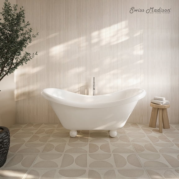 Plaisir II 67" Freestanding Bathtub with Round Feet in Glossy White