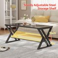 thumbnail image 4 of Coffee Table Living Room Table Center Table, Simple Modern Faux Marble Rectangular Tea Tables with Sturdy Gold Metal Frame,Industrial Wooden Coffee Table for Bedroom Home Office., 4 of 6