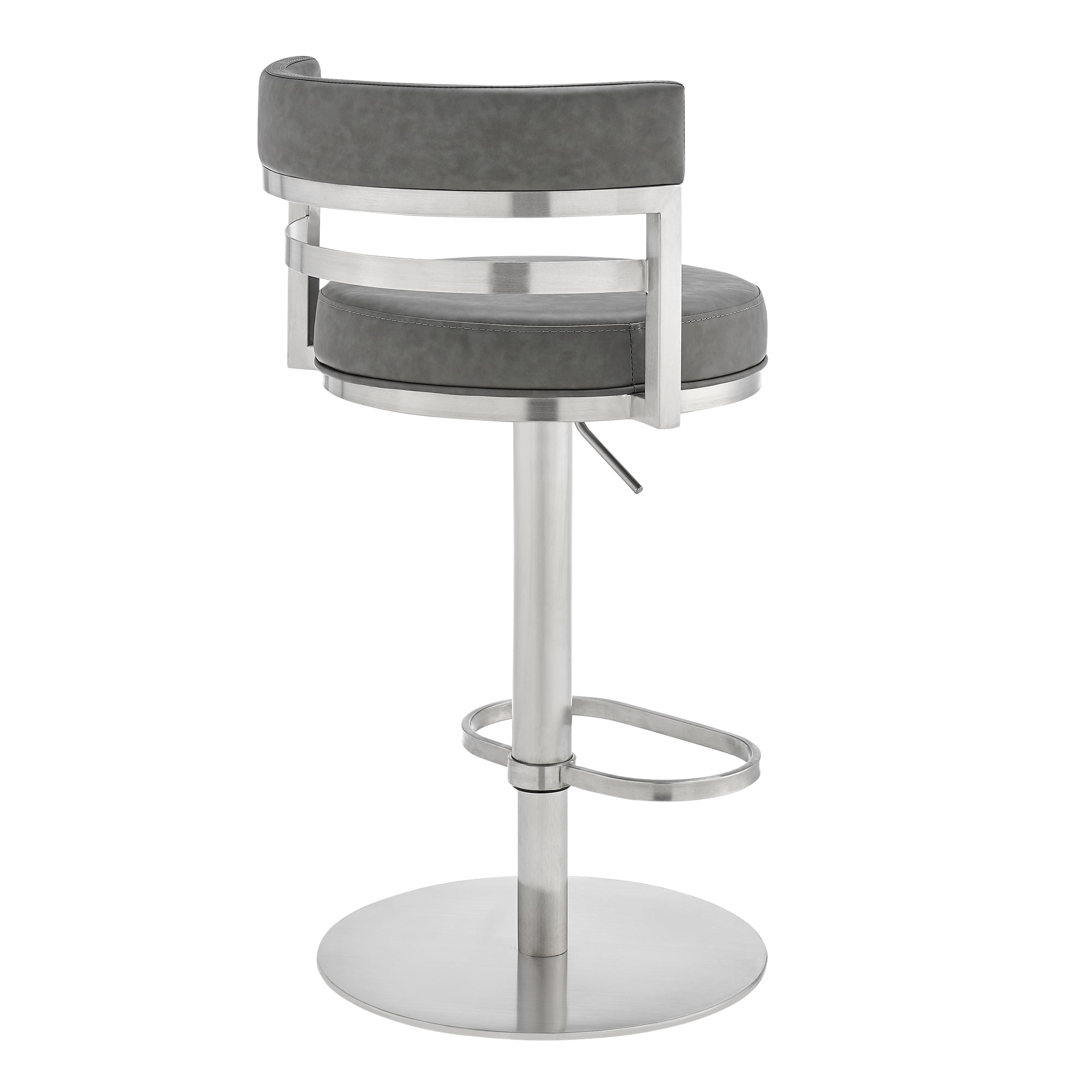 Judi Modern Industrial Swivel Metal Adjustable Height Barstool With Faux Leather Seat