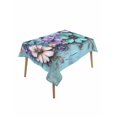 thumbnail image 2 of Spring Purple Flowers Tablecloth Rectangle Table Cloth 60x84, Waterproof Tablecloth Outdoor Table Cloth, Floral Mottled Teal Wall Retro Washable Table Cover for Kitchen Dinning Party, 2 of 8