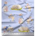 thumbnail image 1 of Soimoi Crepe Silk Fabric Cycle,Rabbit & Bear Kids Print Fabric by the Yard 42 Inch Wide, 1 of 2