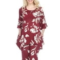thumbnail image 4 of White Mark Women's Floral Bell Sleeve Tunic and Palazzo Pant Set, 4 of 5