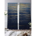thumbnail image 3 of Abstract Golden Sheer Curtains 96 Inches Long 2 Panels Water Ripple Blue Ocean Sunrise Horizon Light Filtering Semi Sheer Window Curtains Drapes for Bedroom Living Room 52"x96", 3 of 7
