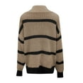 thumbnail image 4 of IROINNID Pullover Sweater for Women Turtleneck Sweater Knit Stripe Long Sleeve Casual Pullover Loose Soft Warm Sweater,Khaki, 4 of 5