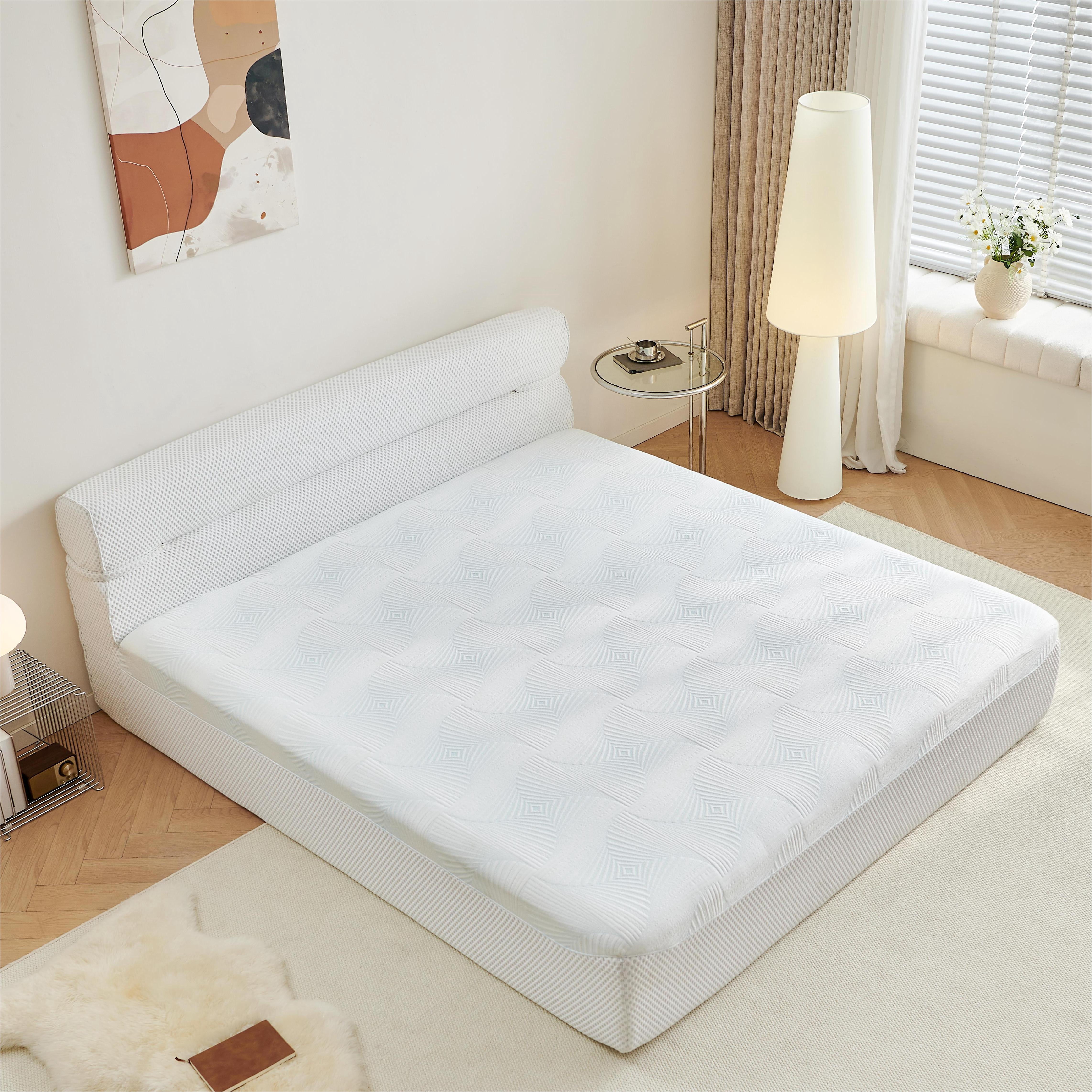 Bed Frame All in One Queen Mattress Bed Frame 15 Inch Queen Size Mattresses in a Box with Cool Fabric Pressure Relief, Motion Isolation No Assembly Required