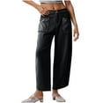 thumbnail image 3 of Fashion Sweatpants For Women Solid Color Mid-waist Double Button Casual With Pocket Black Jogger Sweatpants (XL), 3 of 7
