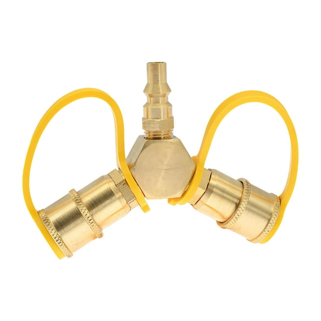 RV Propane Y Splitter Gas Tank Splitter 2 Way 1/4" Airtight Quick Connect Quick Connector 2 Way LP Gas Adapter for Heater