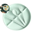 thumbnail image 1 of Dvruxg 3-Compartment Divided Tableware Set – Microwave Safe Fiber Plate with Spoon, Fork & Chopsticks – Meal Tray, 1 of 5
