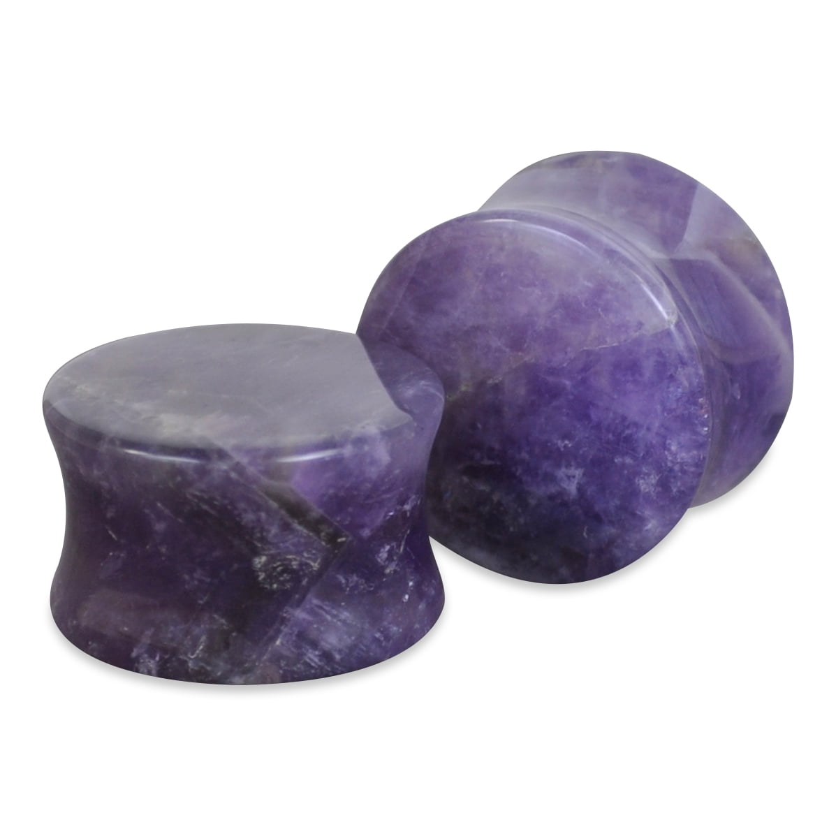 Natural Amethyst Semi-Precious Stone Saddle Plugs Sold as a Pair Multiple Sizes Available 