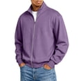 thumbnail image 3 of Mens Zip Up Sweatshirt Mock Neck Track Jacket Lightweight Fleece Full Zip No Hood Athletic Casual Long Sleeve Pocket, 3 of 6