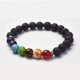 thumbnail image 3 of Pulseras de cuentas de roca volcánica natural (2 piezas), elásticas, con piedras preciosas y cuentas de aleación. Juego de pulseras multicapa., 3 of 4