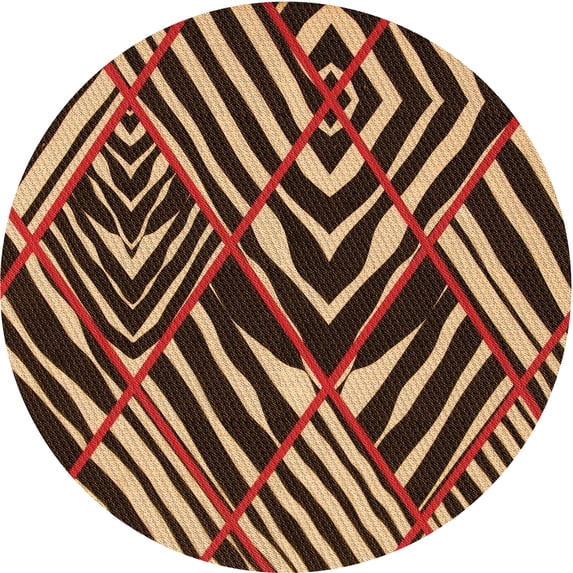 Ahgly Company Indoor Round Patterned Peru Brown Area Rugs, 5' Round