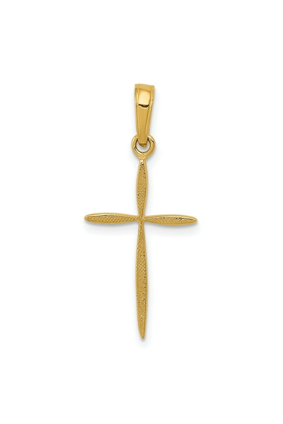 Designer 14K Yellow Gold Polished Stick Cross With Tapered Ends Pendant Made In Peru -Jewelry By Sweet Pea Creations