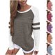 thumbnail image 1 of Ropa de otoño,Camiseta de manga larga a rayas para mujer, color block, cuello en V, 95 % poliéster, 5 % elastano, ropa informal, sopatenor, 1 of 8