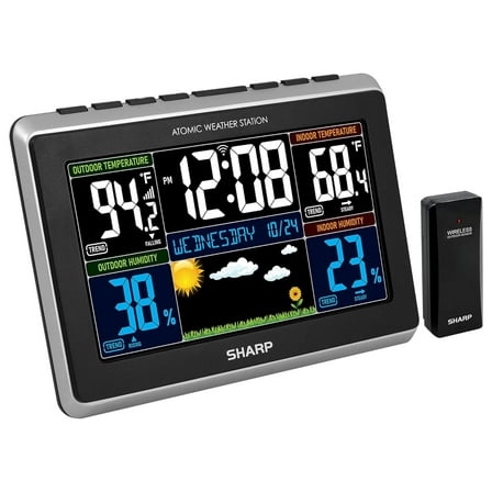 SHARP Atomic Weather Station with Wireless Technology, 5-Function, with Outdoor Sensor