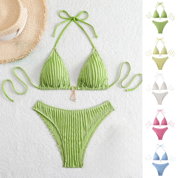 FRSASU High Waisted Underwire Womens Swimsuits Sets - Women Two Piece Swimsuits Halter Bathing Suits with Tummy Control Bottom Yellow