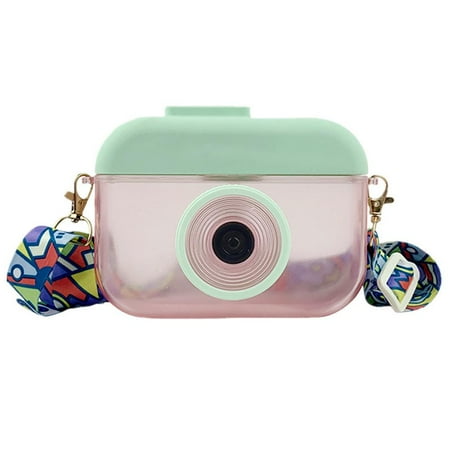 

400ML Cute Camera Shape Water Cup Creative Kids Water Bottle With Straw Drinking Water Jug with Adjustable Shoulder Strap for Girls