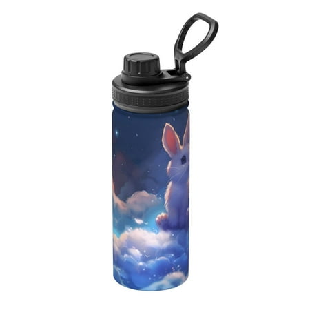 

Ocsxa Cloud Cute Rabbit Print 18oz Stainless Steel Water Bottle Unisex Water Bottle Insulated Sports Water Cup Flask for Cold Water Drinks/Sports/Travel/Car/School