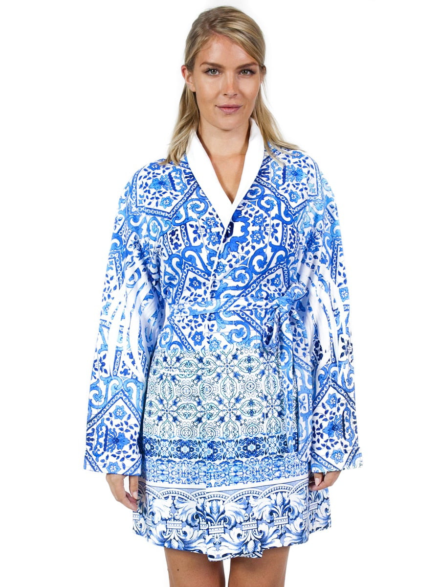 Wrap Up by VP Olympia Microfiber Short Robe in a Deep Royal Blue S/M