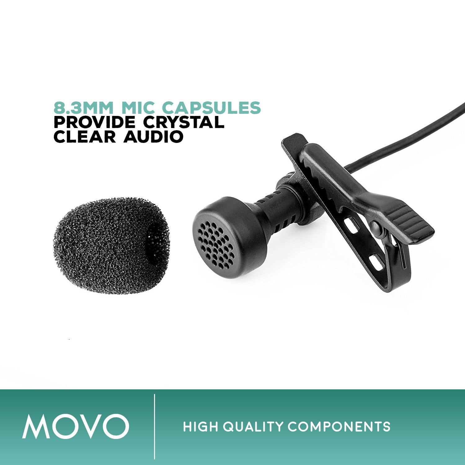 Movo Lv-6 Pro Grade Omnidirectional & Cardioid Xlr Lavalier Condenser Microphone Set [48v Phantom Powered]