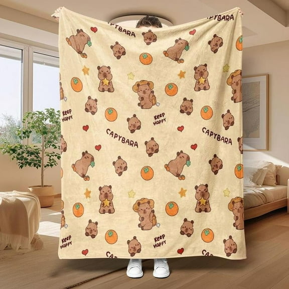 Capybara Pattern Blanket, Soft Warm Throw Blanket, Soft Bed Blanket, Air-conditioned Room Blanket, Multipurpose Nap Blanket for Home Office Travel Camping
