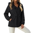 thumbnail image 6 of Jsaierl Women's Water Resistant Hooded Anorak Jacket Snap Button Drawstring Waist Windproof Lightweight Outdoor Rain Coat, 6 of 7