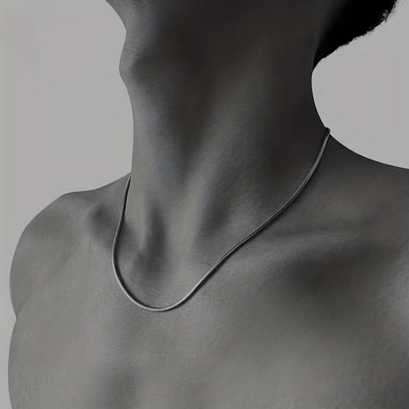 1Pc Men's Minimalist Stainless Steel Silvery Chain Necklace, Hip Hop Punk Style Fashionable Popular Jewelry Gift Party
