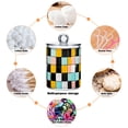 thumbnail image 6 of Yayeee 4 Pack Qtip Holder Bathroom Cotton Swab Canister with Lid Clear Dispenser Set, Yellow Checkered Pattern, 6 of 6