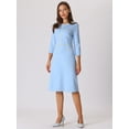 thumbnail image 3 of DARING DIVA A-Line Contrast Color Tweed Trim Dress XL Blue, 3 of 6