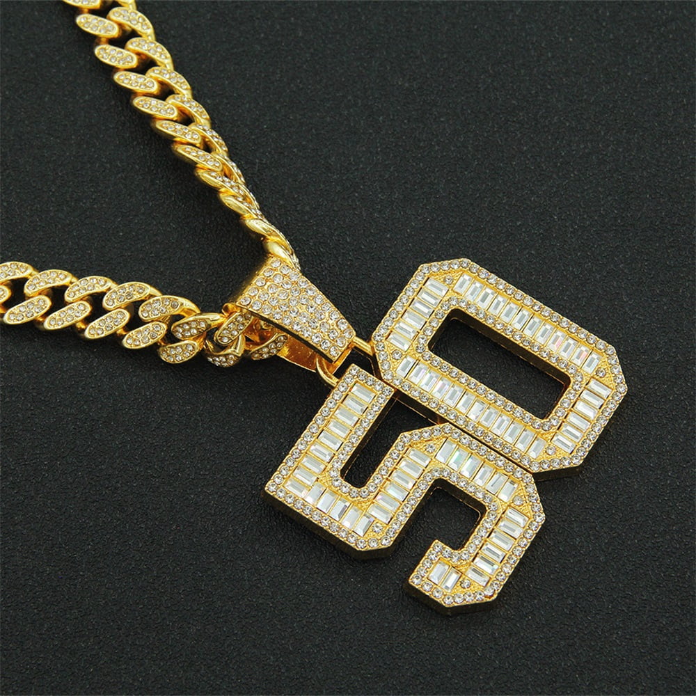 Men Women Hip Hop Number 50 Pendant Necklace With 15mm Crystal Cuban Chain HipHop Iced Out Bling Necklaces Fashion Charm Jewelry