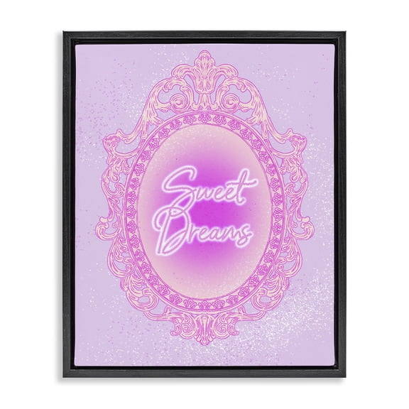 Stupell Industries Sweet Dreams Ornate Mirror Black Framed Floater Canvas Wall Art, design by Ziwei Li