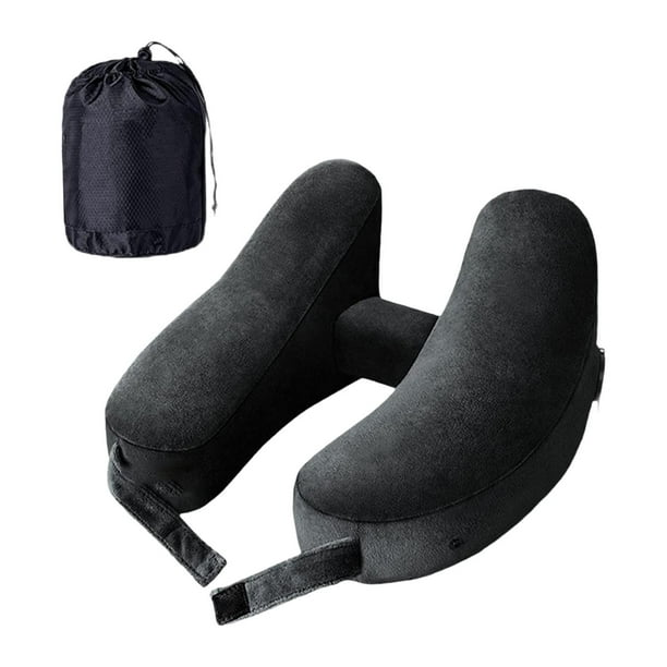 Almohada de viaje para el cuello,Almohada de cuello inflable para viajes Sillones reclinables para aviones,Almohada de viaje para el cuello con bolsa Soporte para cabeza y cuello,Almohada negro