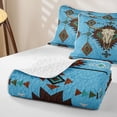 thumbnail image 4 of jejeloiu Bull Skull Pattern Bed Spread Queen Kids,Rustic Bohemian Exotic Aztec Queen Coverlet SetFor Men,3 Pieces, 4 of 7
