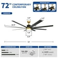 thumbnail image 6 of Uforic 72 Inch Black Gold Ceiling Fans with Lights and Remote Control,8 Aluminum Blades with 6 Speed, Modern Ceiling Fans for Living Room,Garage, 6 of 10