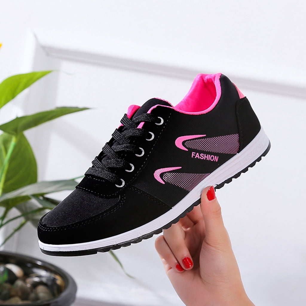 Lsljs Women s Fashion Casual Mesh Breathable Lace Up Sneakers Sport Running Shoes Women s Sneakers Red 7