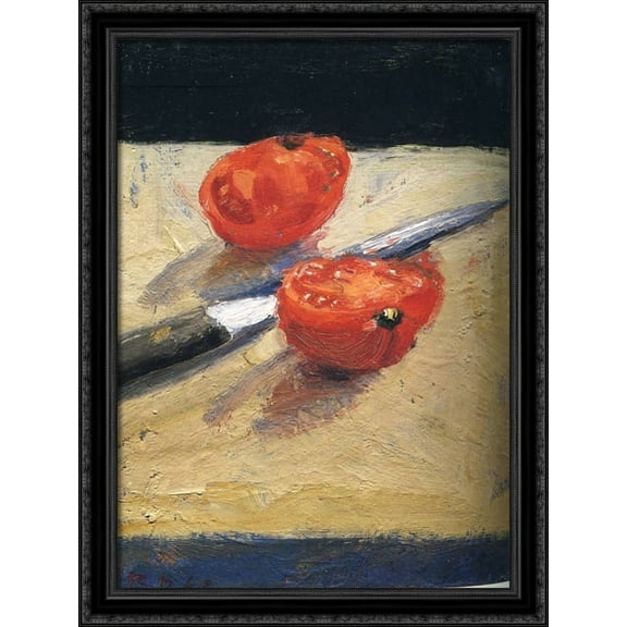 Tomato and Knife 36x28 Large Black Ornate Wood Framed Canvas Art by Richard Diebenkorn