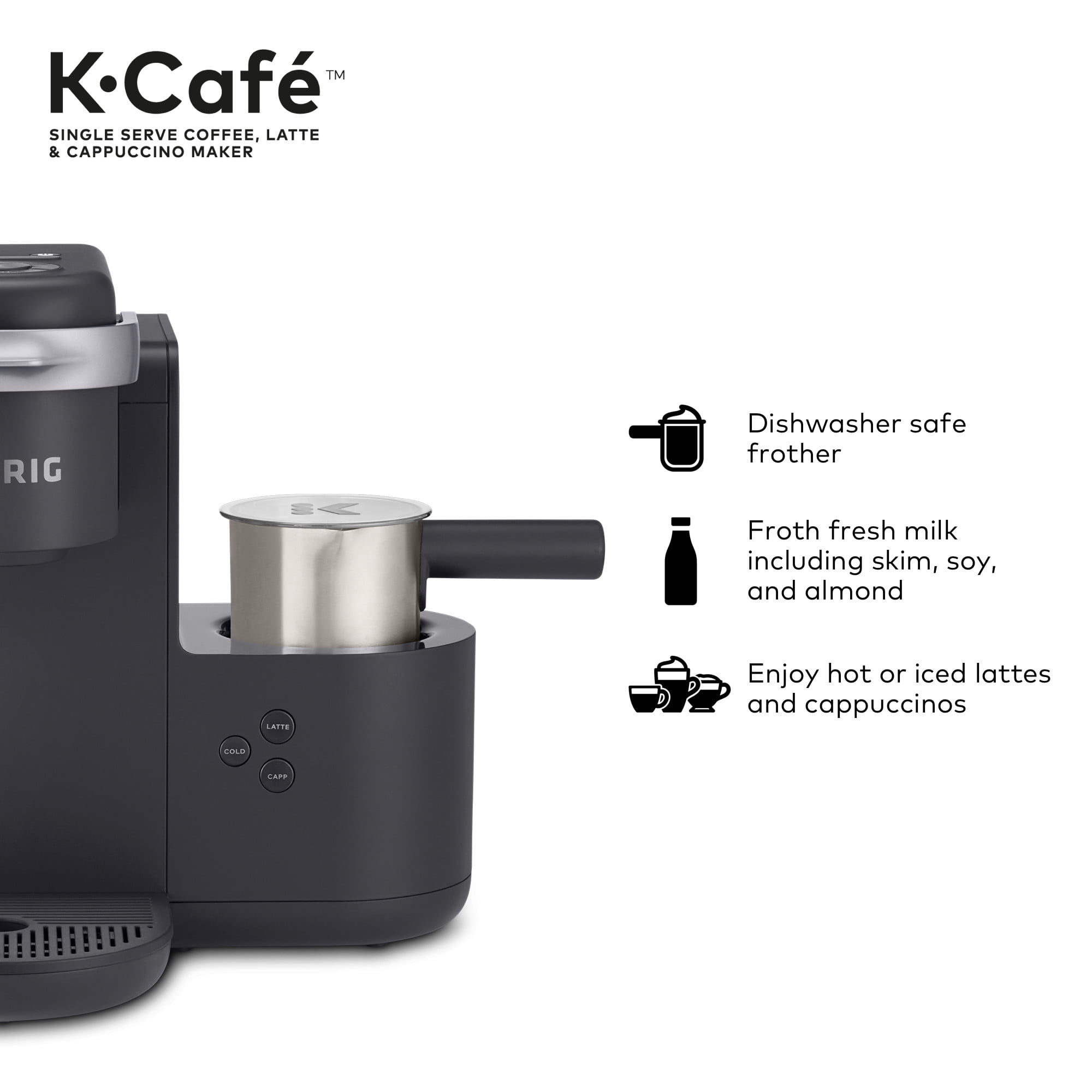 Black 8, 10, and 12 oz. Keurig K-Express Coffee Maker with bonus  Coffeehouse Milk Frother, lattes and cappuccinos, 42 oz. removable  reservoir lets you brew up to 4 cups 