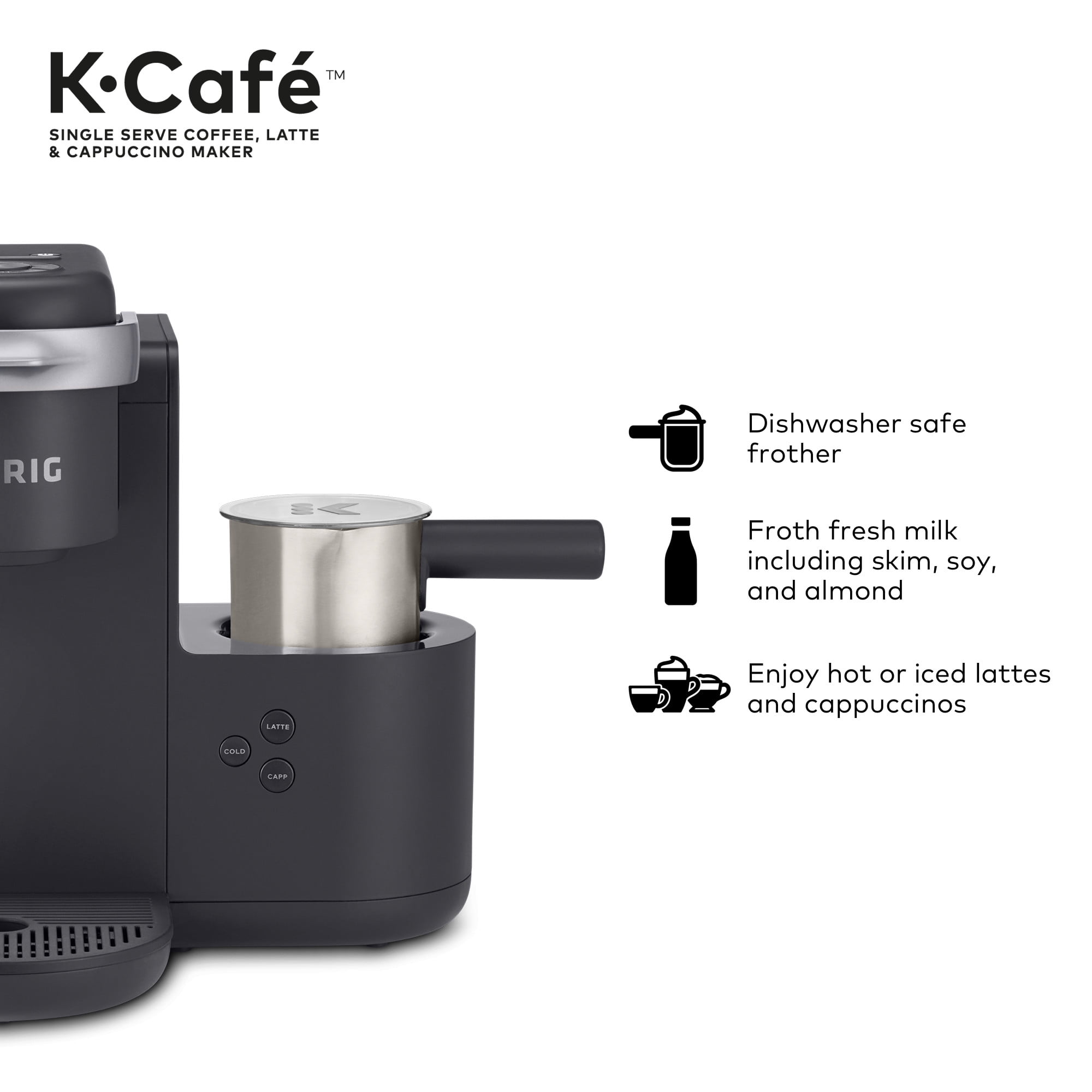 Keurig® K-Cafe™ Single Serve Coffee, Latte & Cappuccino Maker with Milk  Frother, Black