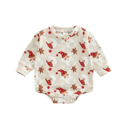 

CenturyX Kids Baby Girl Romper Long Sleeve Round Neck Cartoon Ghost / Santa / Flower Loose Button Jumpsuit 12-18 Months